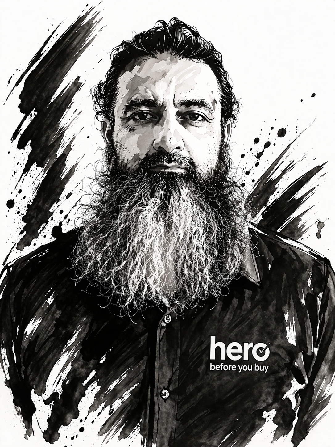 Hero In Expressive Ink Portrait 1